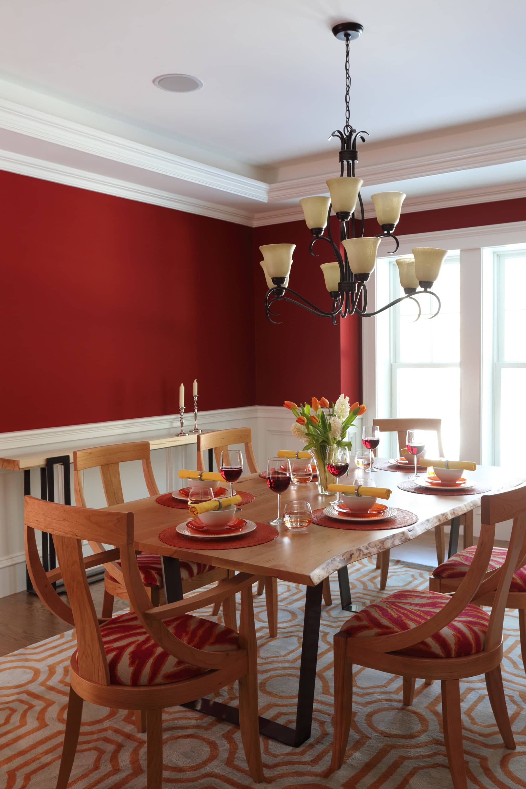dining room walls, red, paint color, dining room, red walls