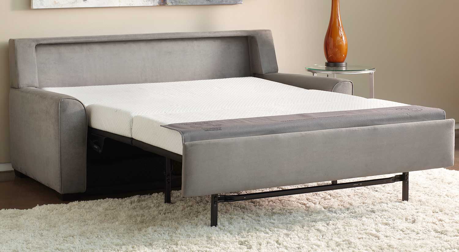 comfort sleeper sofa with the bed pulled out